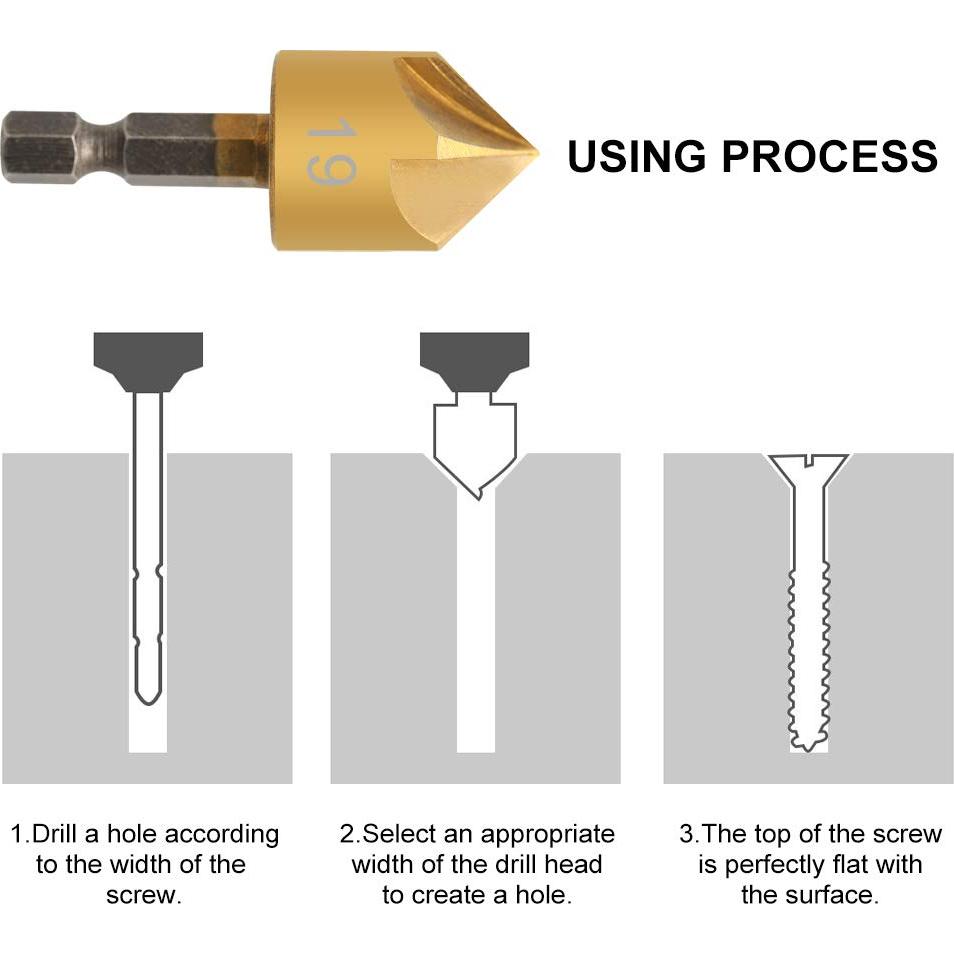 Juego de Brocas Avellanadoras COMOWARE - 7 Piezas para Madera