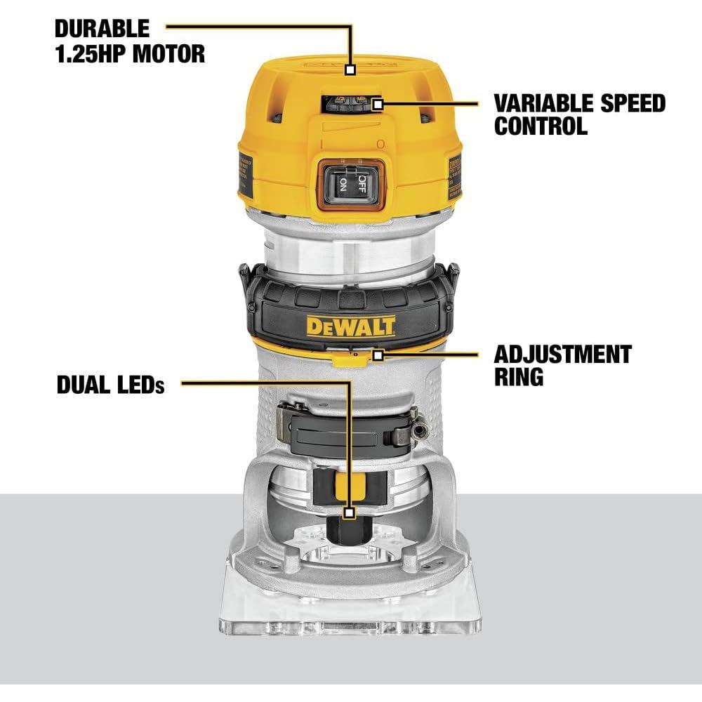 Router DEWALT DWP611 1.25HP Base Fija 7A Velocidad Variable