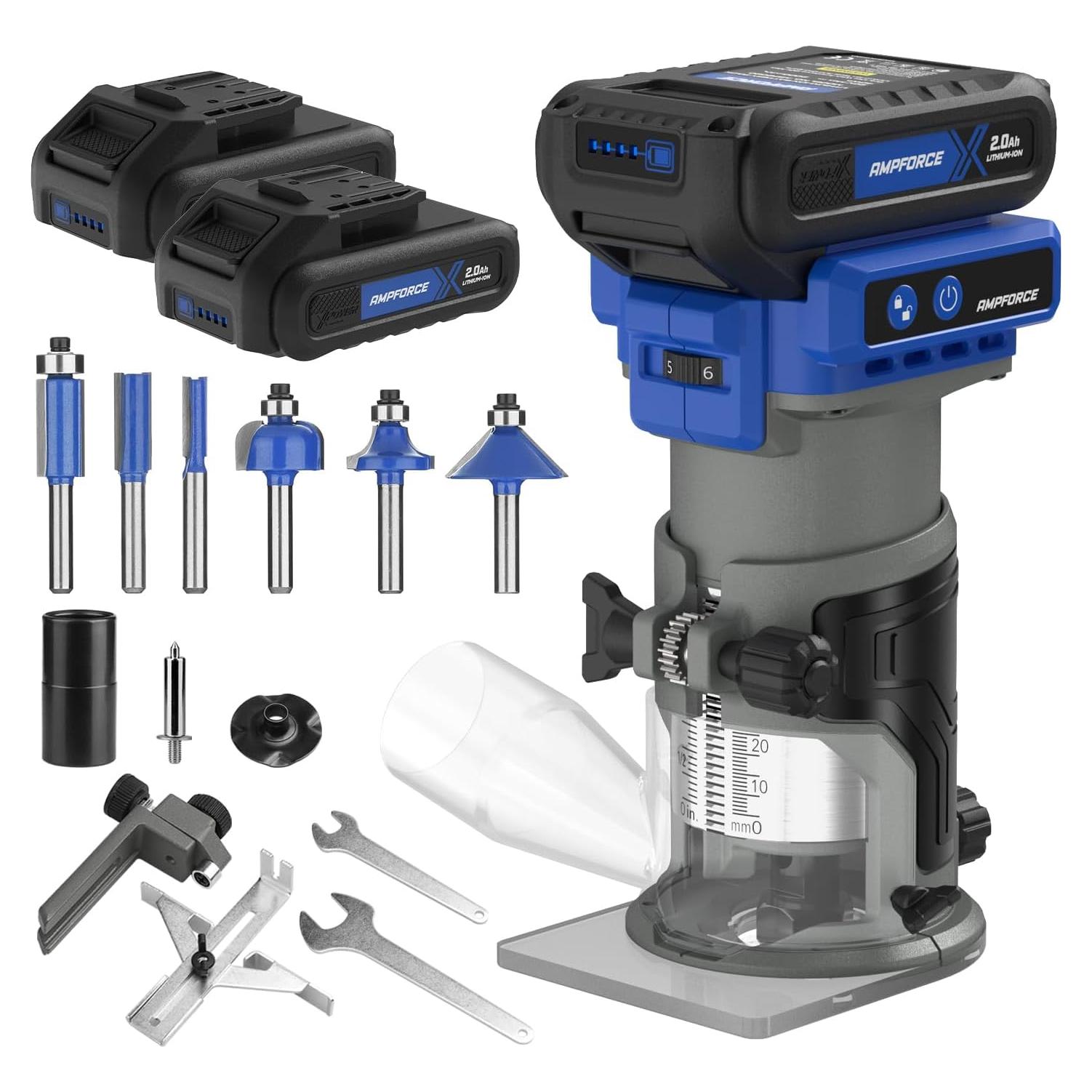 Router Inalámbrico AMPFORCE 20V 30000RPM 6 Velocidades