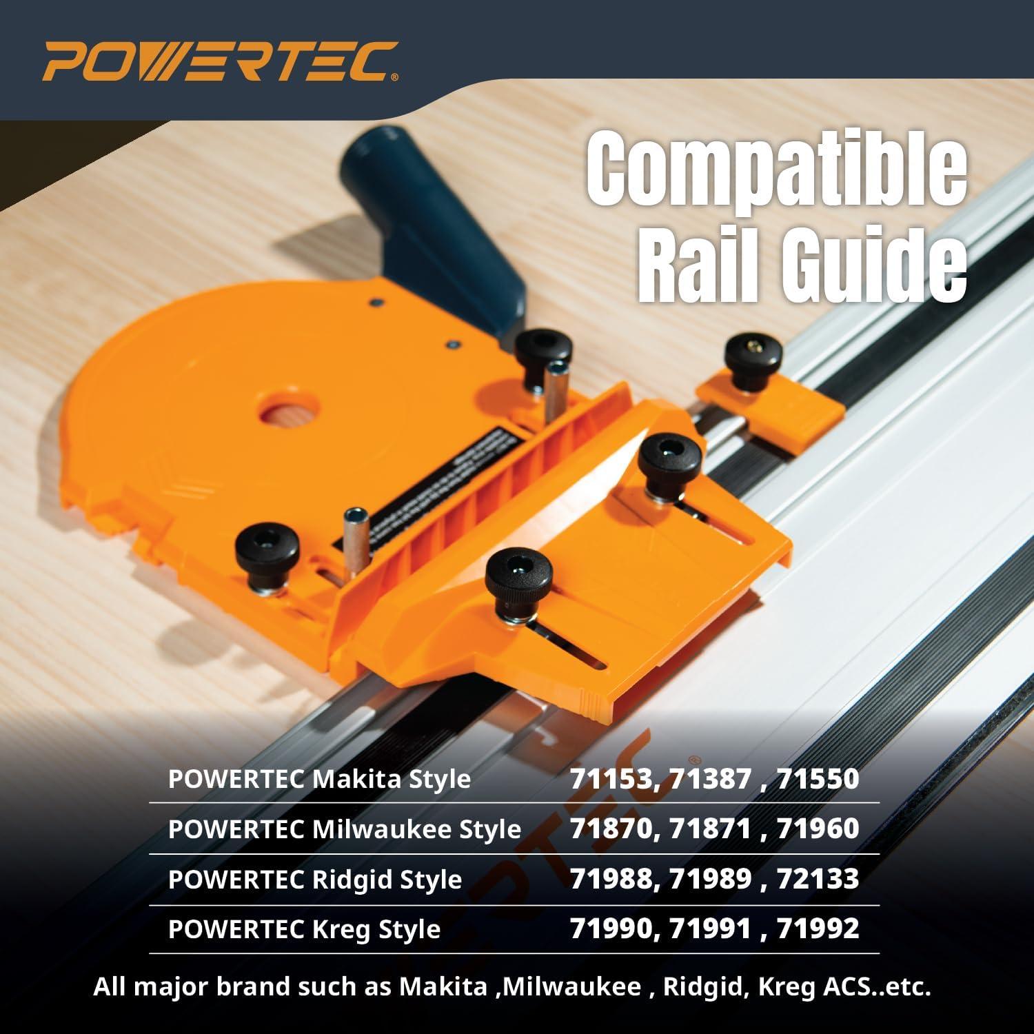 POWERTEC Router Dado Jig for Precision Dado Cuts | Adjustable Fence, Built-In Dust Collection | Compatible with POWERTEC & Most Major Brand Guide Rails, Edge Clamps, and Routers (71923)