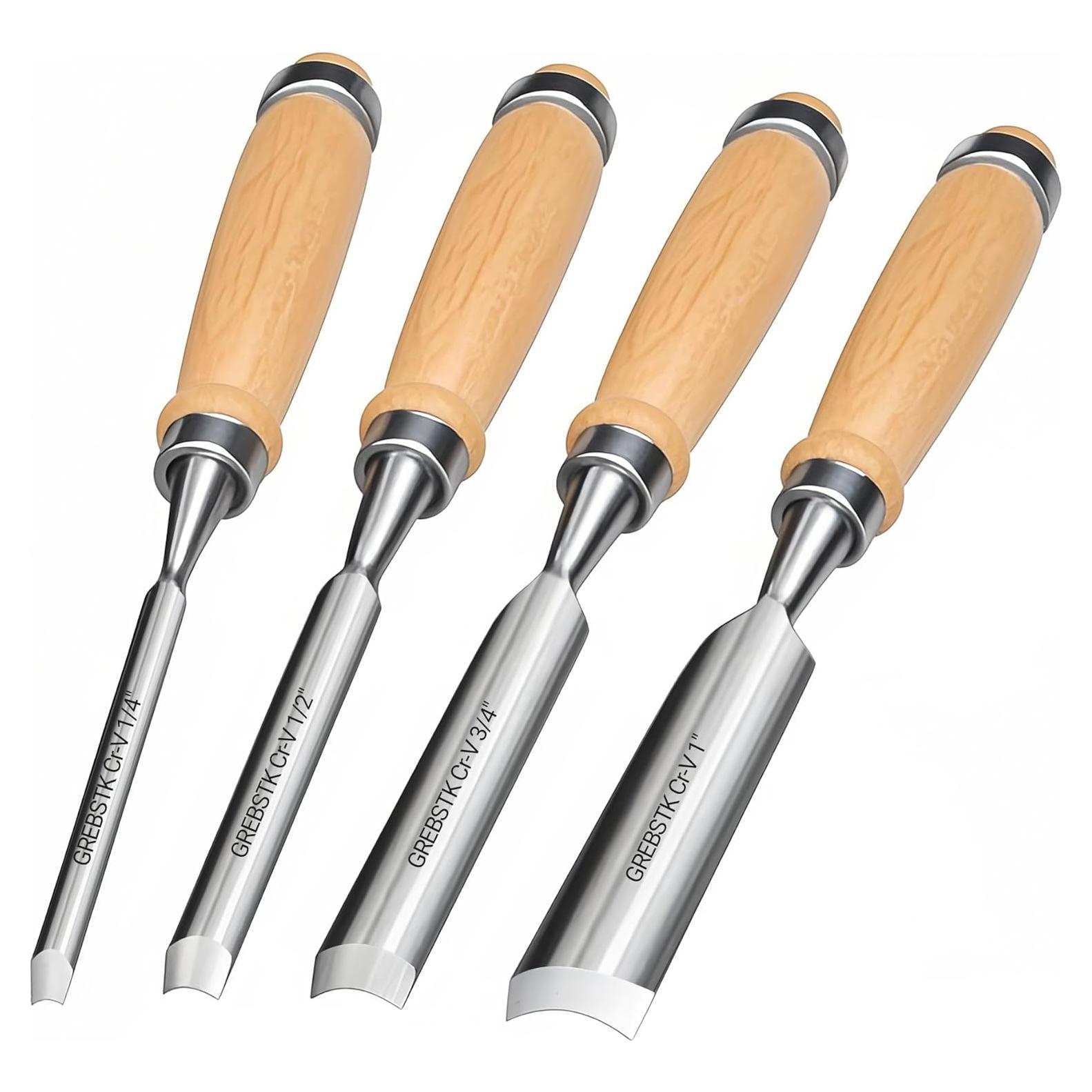 Juego de 4 formones semicirculares GREBSTK de acero Cr-V