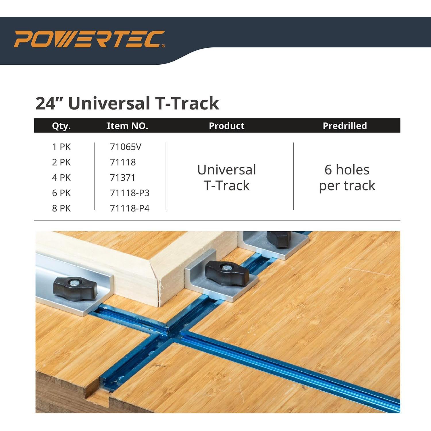 POWERTEC 71121 T Track Knob Kit w/ Threaded Knobs and 5/16”-18 T Slot Bolts, 16-Piece Set, T Track Accessories for Woodworking Jigs and Fixtures