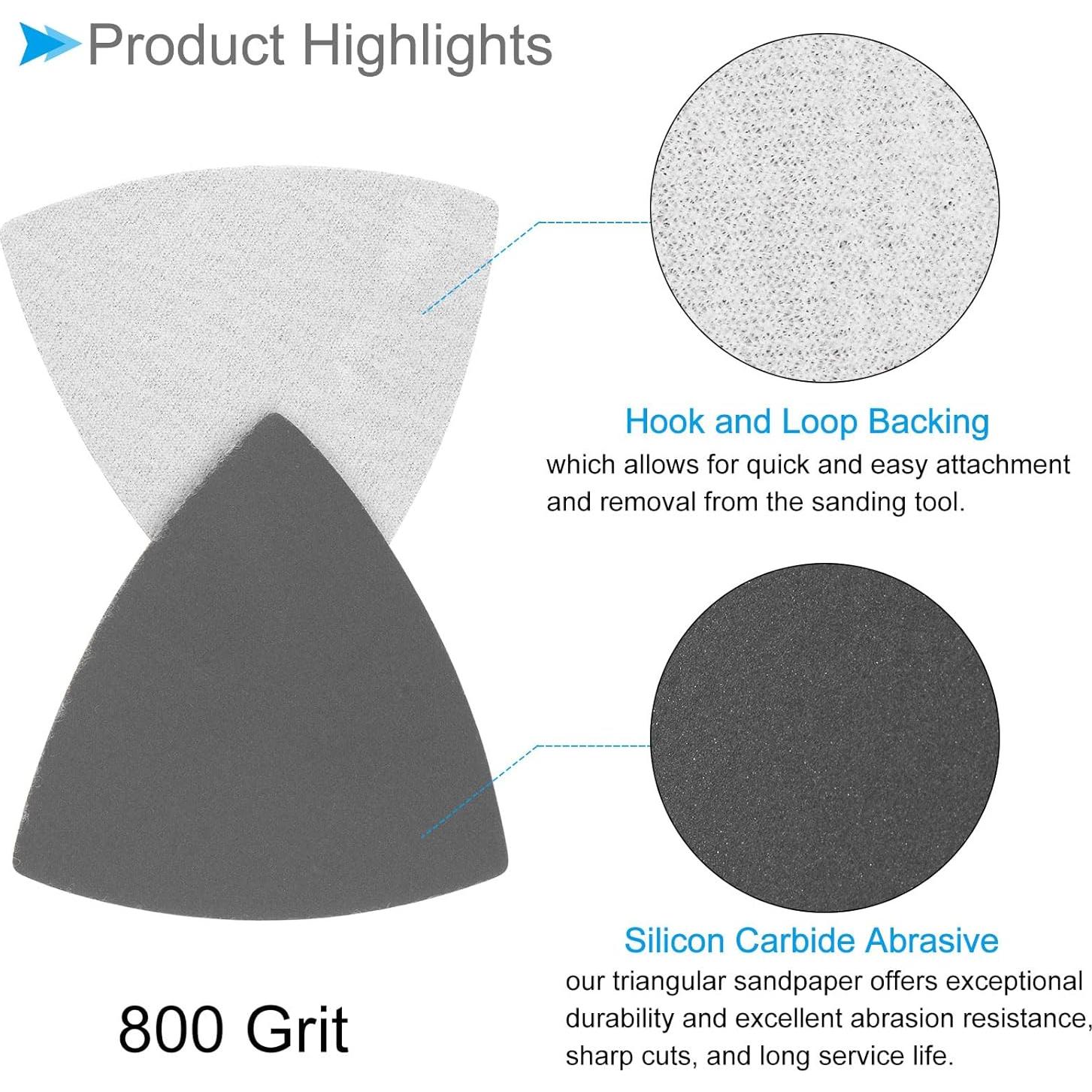 Discos de Lijado Triangulares CoCud 90mm 800 Granos 8 Piezas