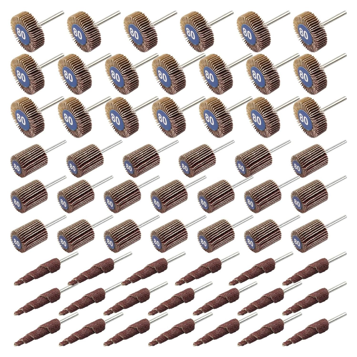 60 Piezas Ruedas de Lijado Flap Mixiflor 80 Granos 3,20 y 2 cm