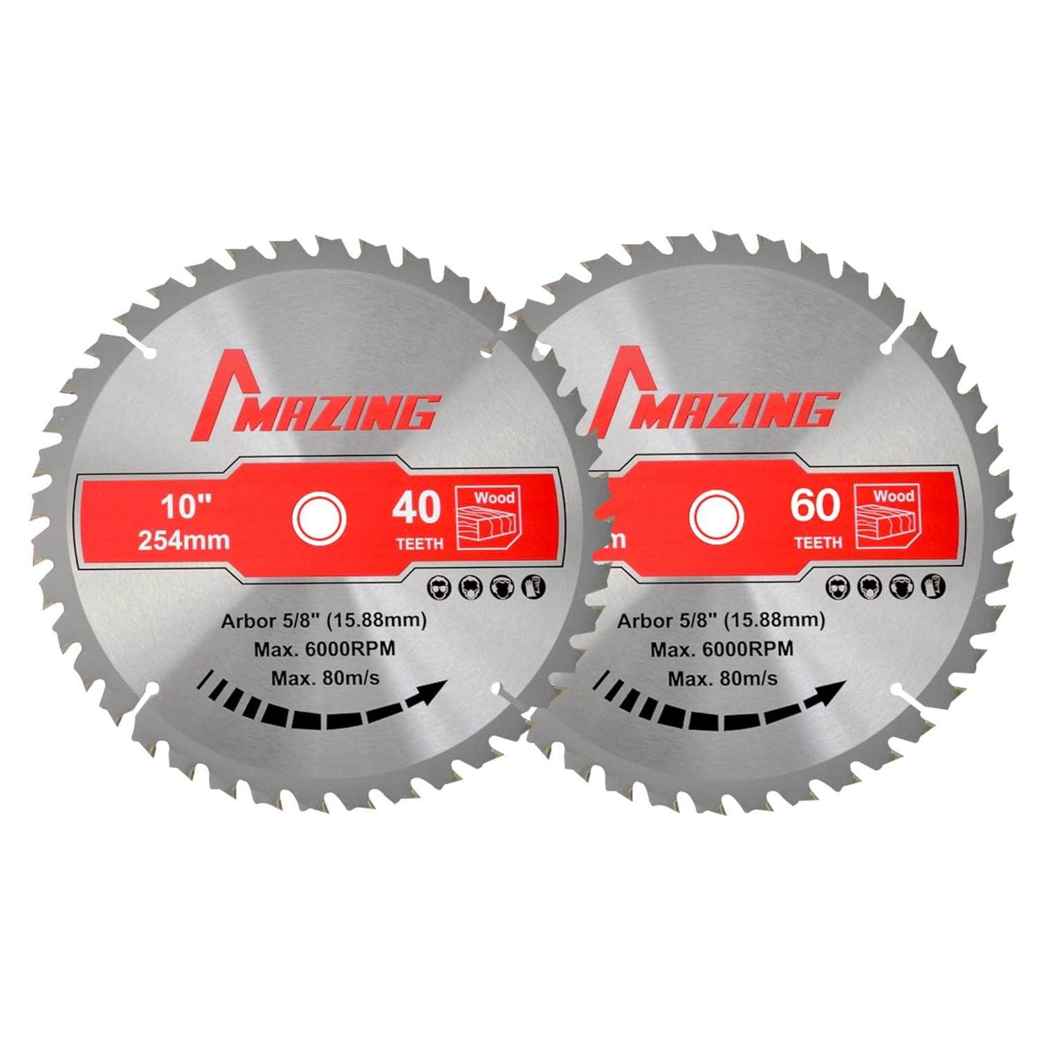 MAZING Paquete 2 Sierras Circulares 25.4cm 40T y 60T