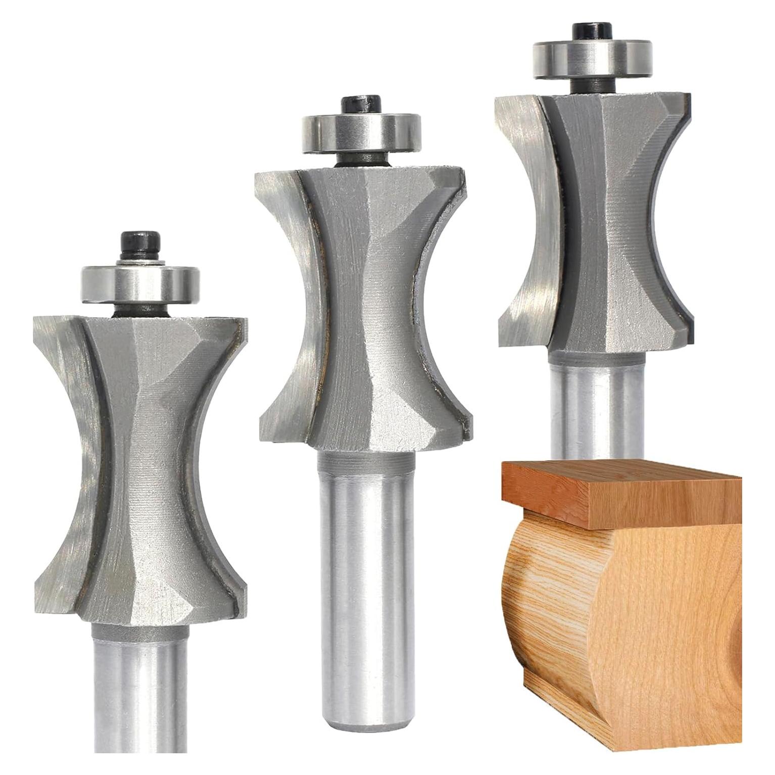 Juego de 3 Fresas de Bisel Convexo Ovalado Akylin 1,27cm