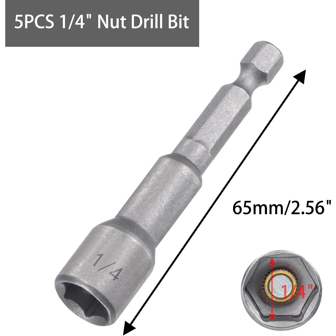 Juego de Brocas de Tuerca 10 Piezas SeonFook 1/4 y 5/16