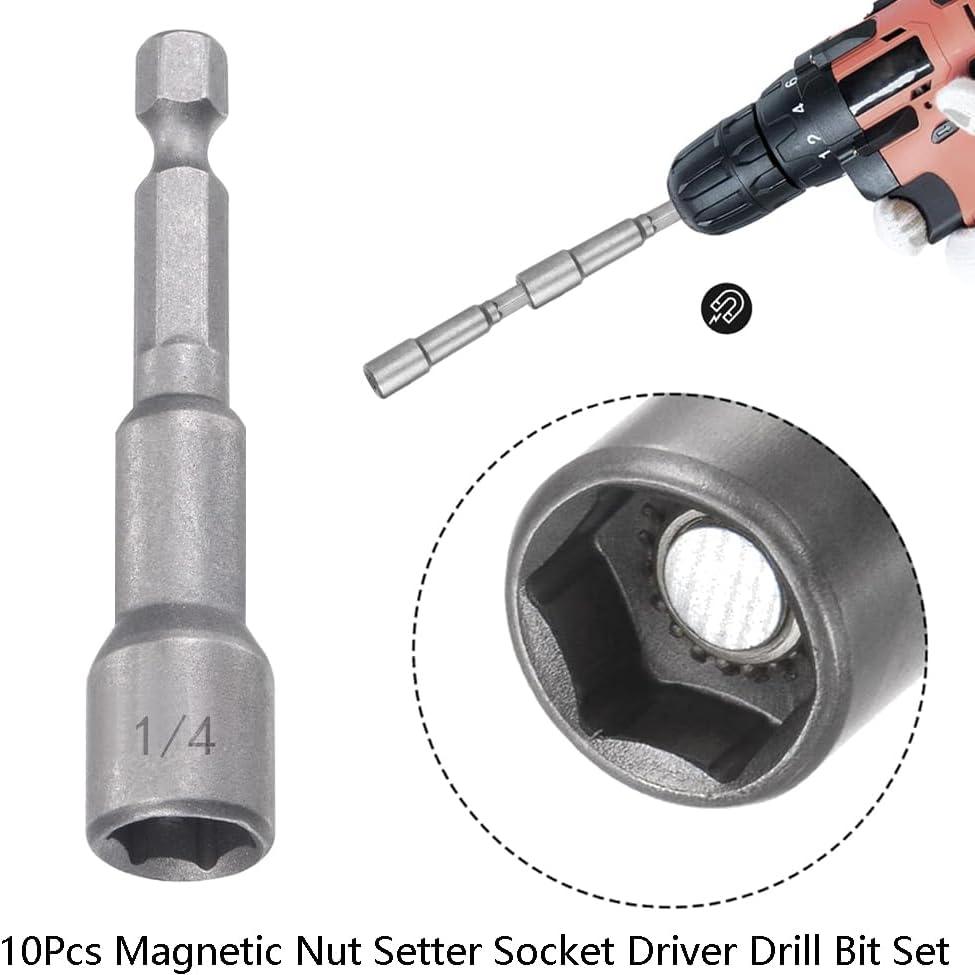 Juego de Brocas de Tuerca 10 Piezas SeonFook 1/4 y 5/16