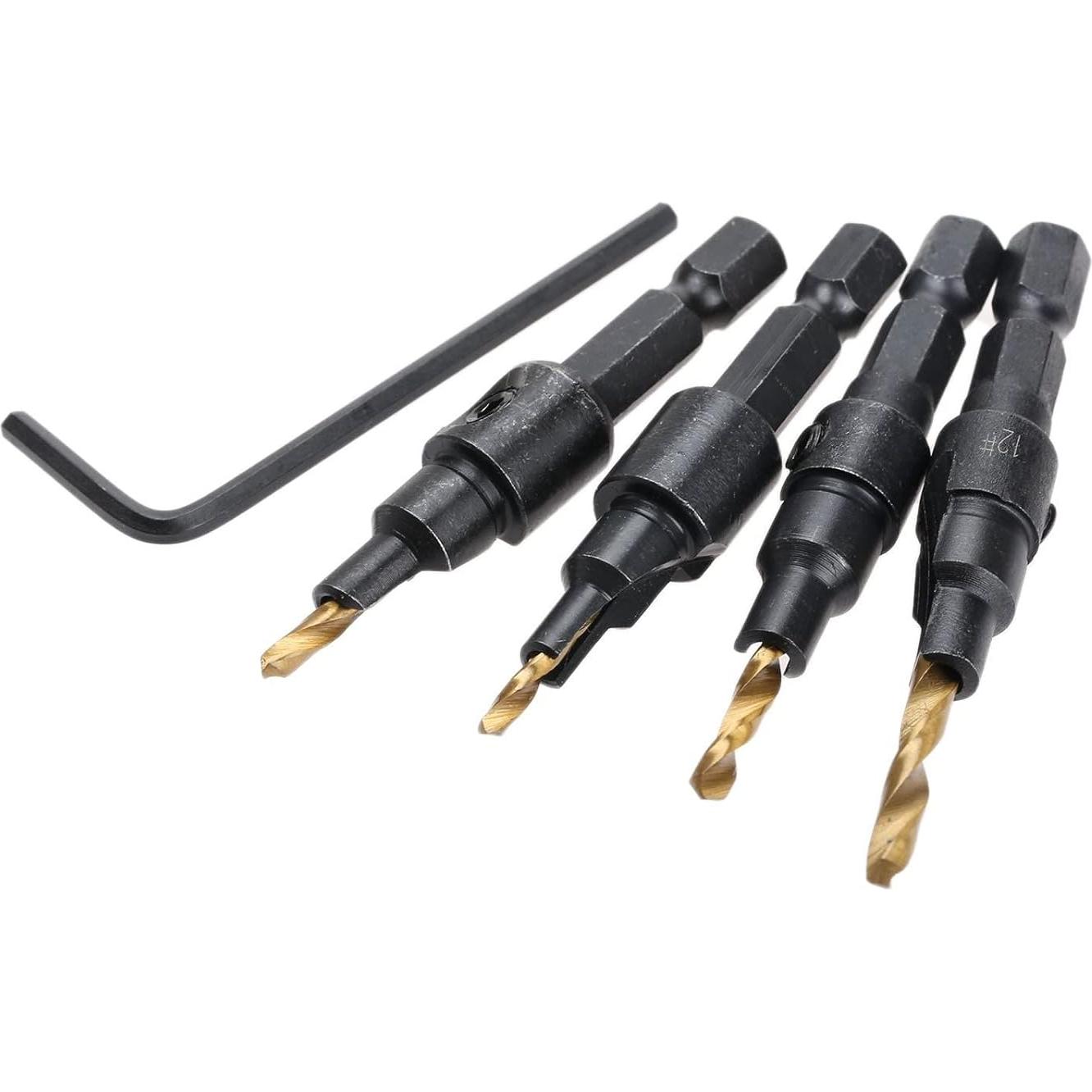 Juego de Brocas de Avellanado Muxsam 4 Piezas Oro