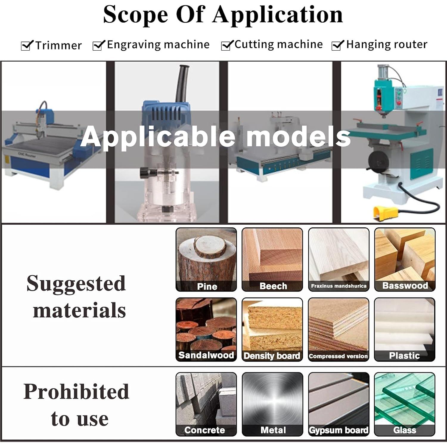 Juego de Brocas de Fresar BAYTORY 4 Piezas 1/4" para Madera