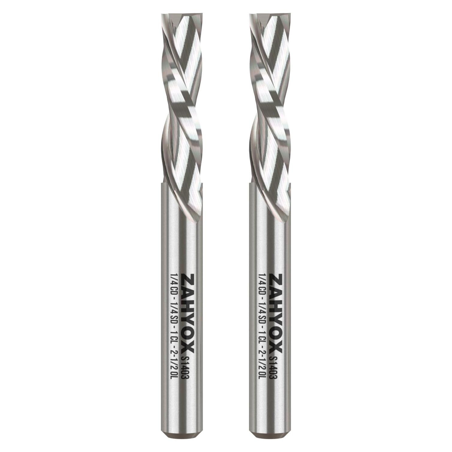 Broca Router ZahyoX 0.64cm Corte Descendente Paquete de 2