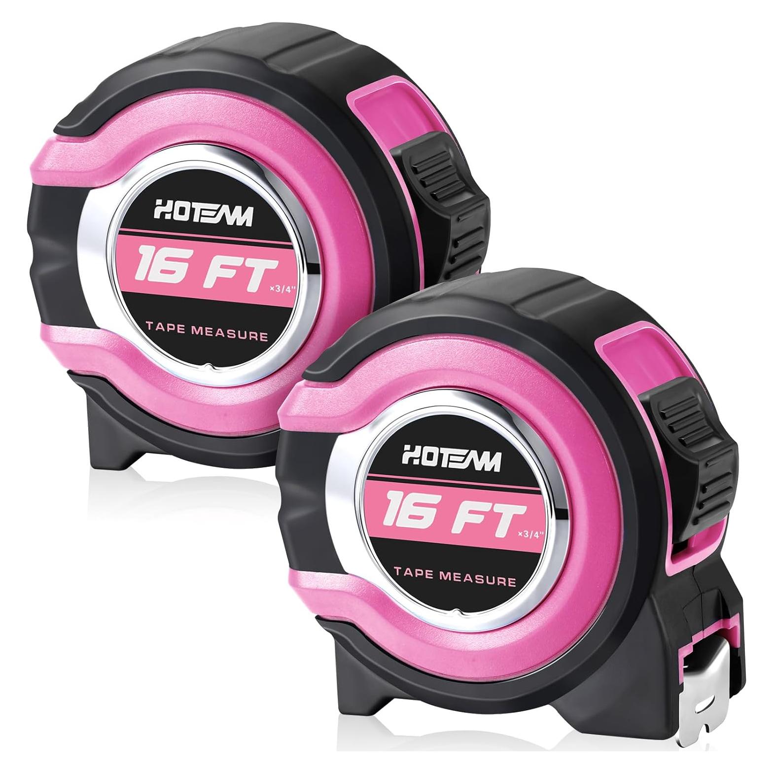 Cinta Métrica Hoteam 2 Pcs 4.88 m Rosa con Bloqueo