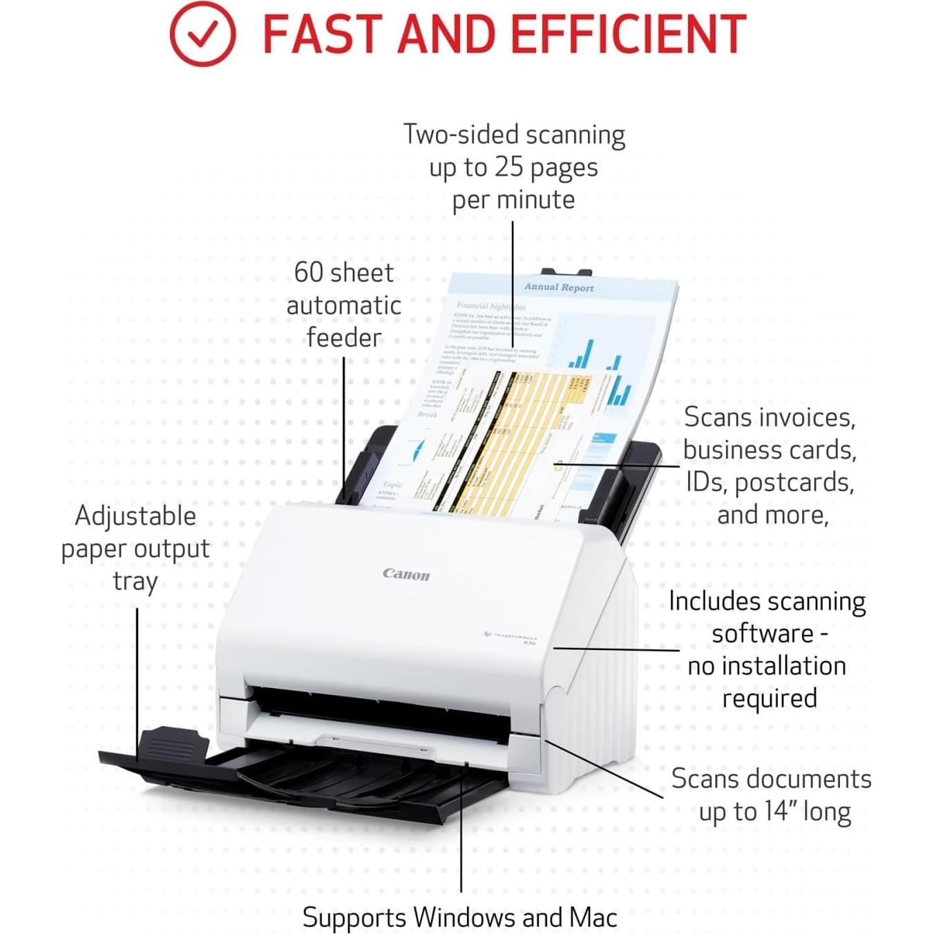 Escáner Canon imageFORMULA R30 ADF Dúplex 25 ppm USB