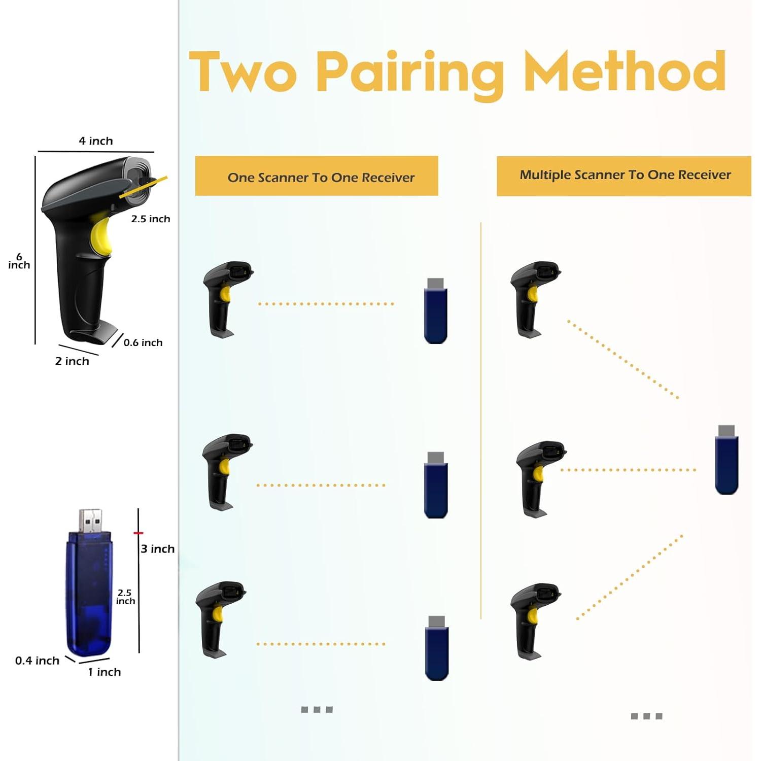 Escáner de Código de Barras Inalámbrico NADAMOO Bur3003 100m