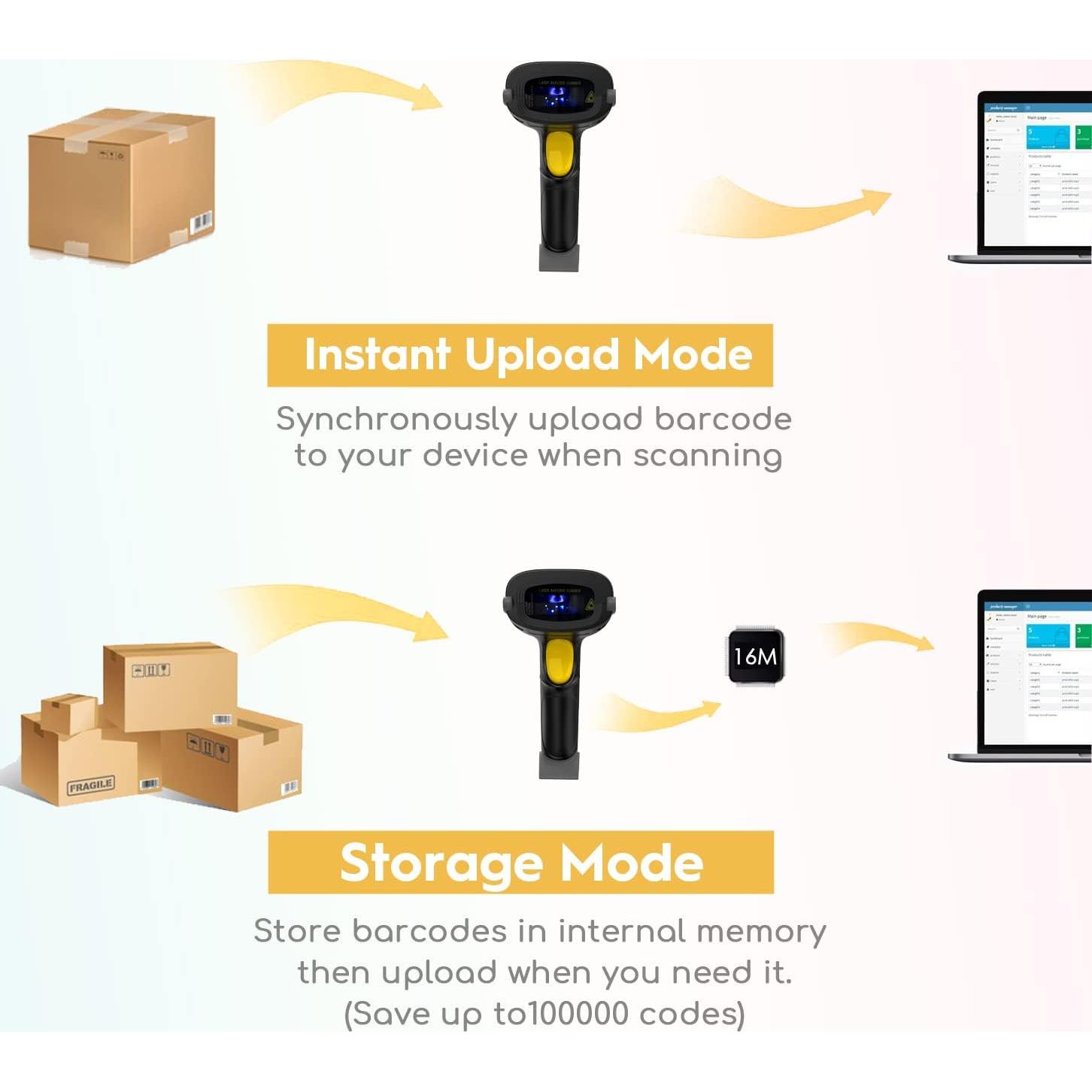 Escáner de Código de Barras Inalámbrico NADAMOO Bur3003 100m