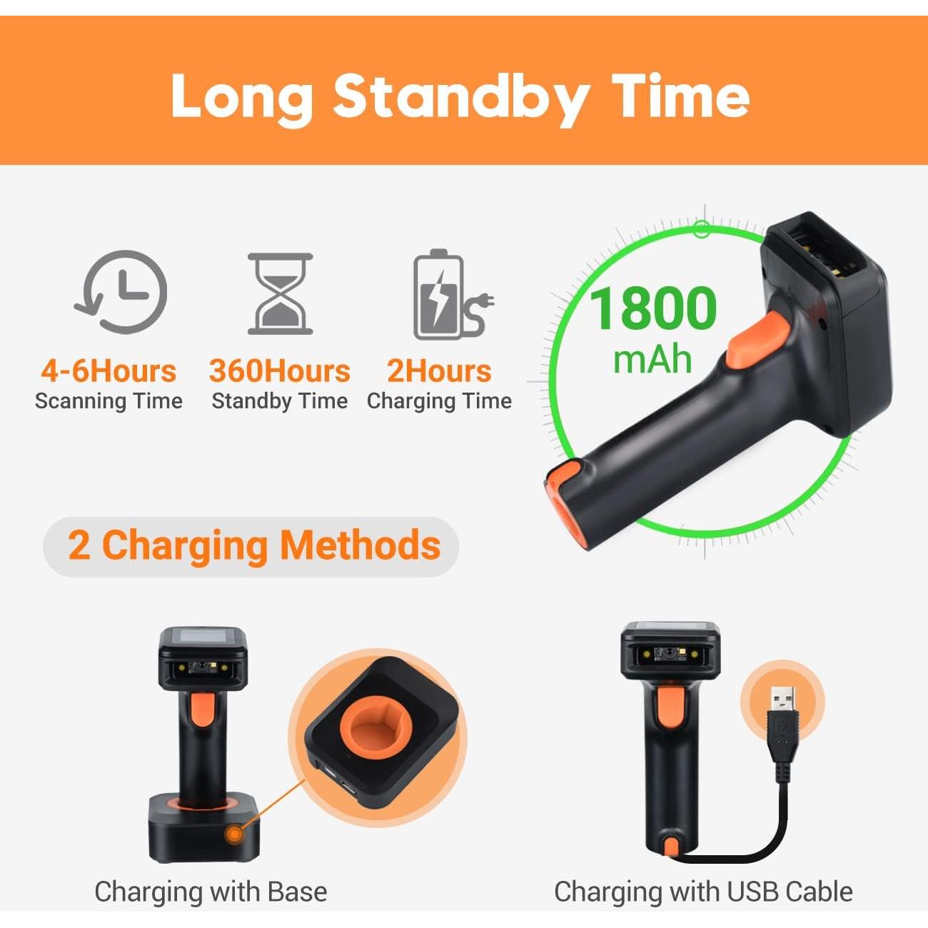 Escáner de Códigos de Barras Tera HW0006 Pro Inalámbrico 1D 2D