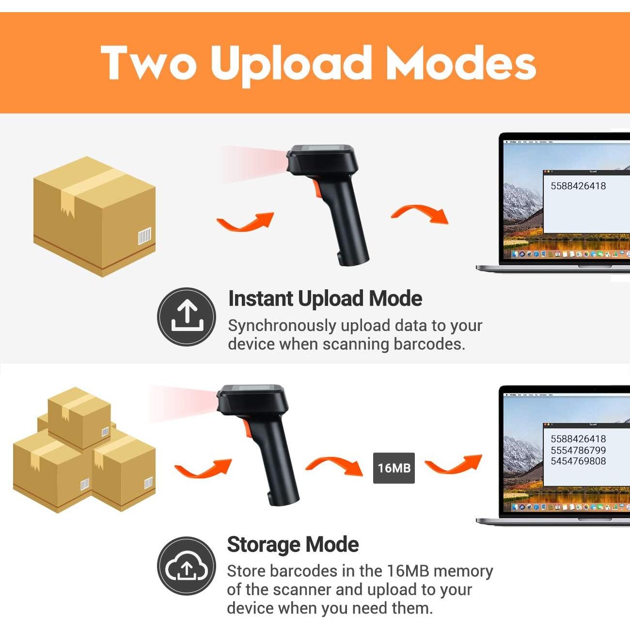 Escáner de Códigos de Barras Tera HW0006 Pro Inalámbrico 1D 2D