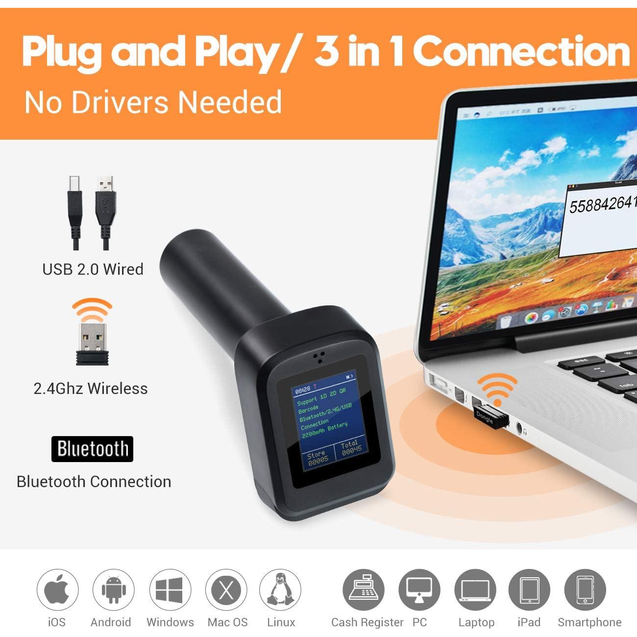 Escáner de Códigos de Barras Tera HW0006 Pro Inalámbrico 1D 2D