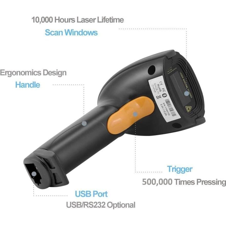 Escáner de Código de Barras UNIDEEPLY USB 1D Ergonómico Negro