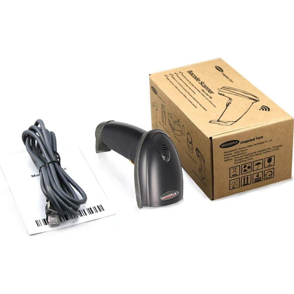 Escáner de Código de Barras UNIDEEPLY USB 1D Ergonómico Negro