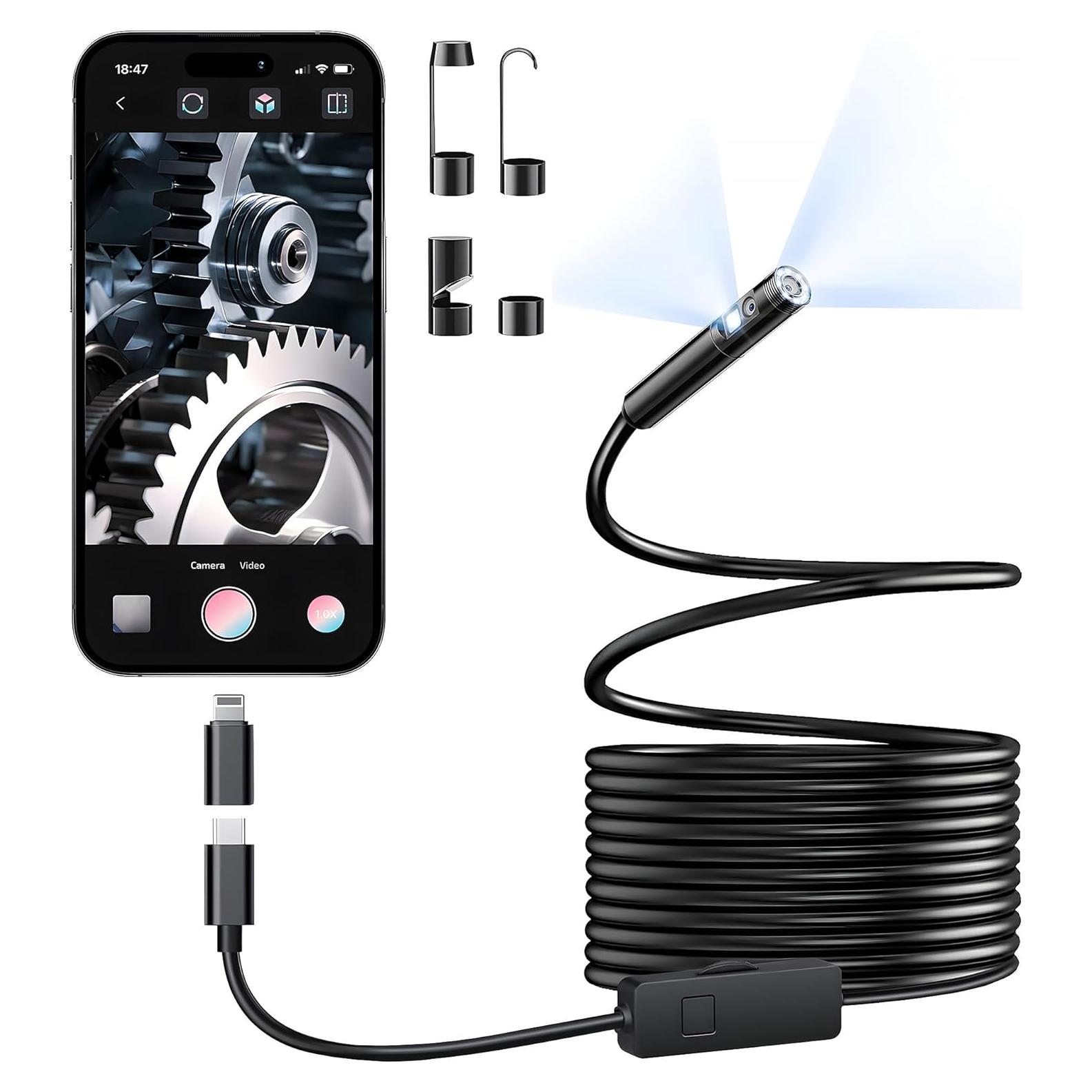 Cámara Endoscópica Elecshion Doble Lente HD 1920P 5M