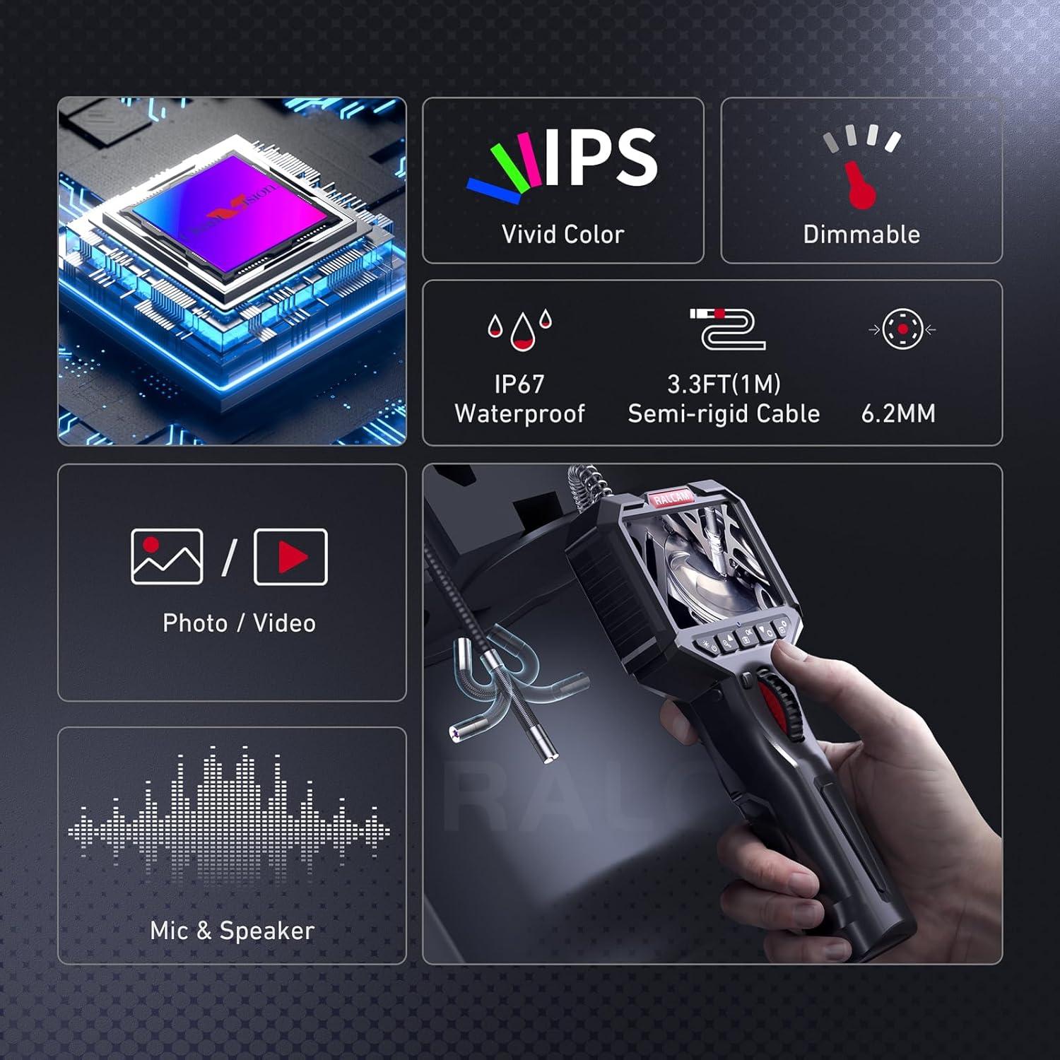 Borescopio Ralcam Articulado 6.2mm HD con Luz LED