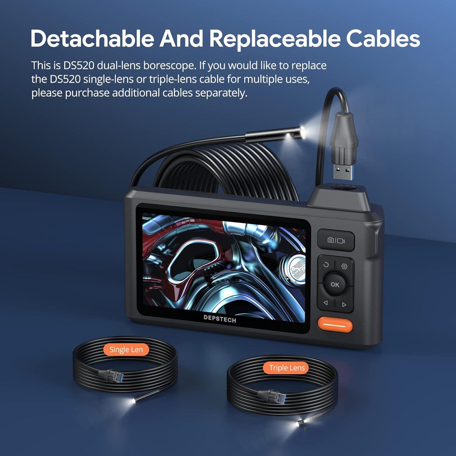 Borescopio Industrial DEPSTECH DS520 Doble Lente 1080P