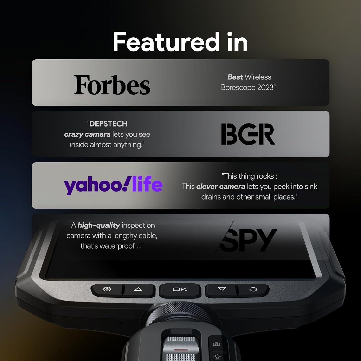 Borescopio Articulado DEPSTECH DS630DL con Luz y Pantalla 5"