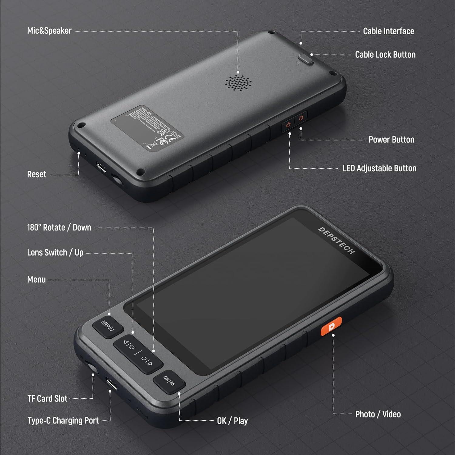 Cámara Borescope DEPSTECH 5" 1080P HD con Luz LED