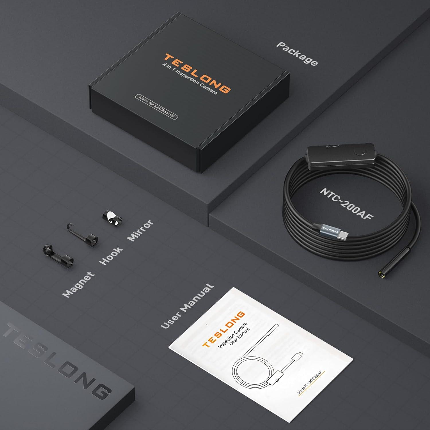 Cámara Endoscópica Teslong 2MP USB-C 5.03m con Autofoco