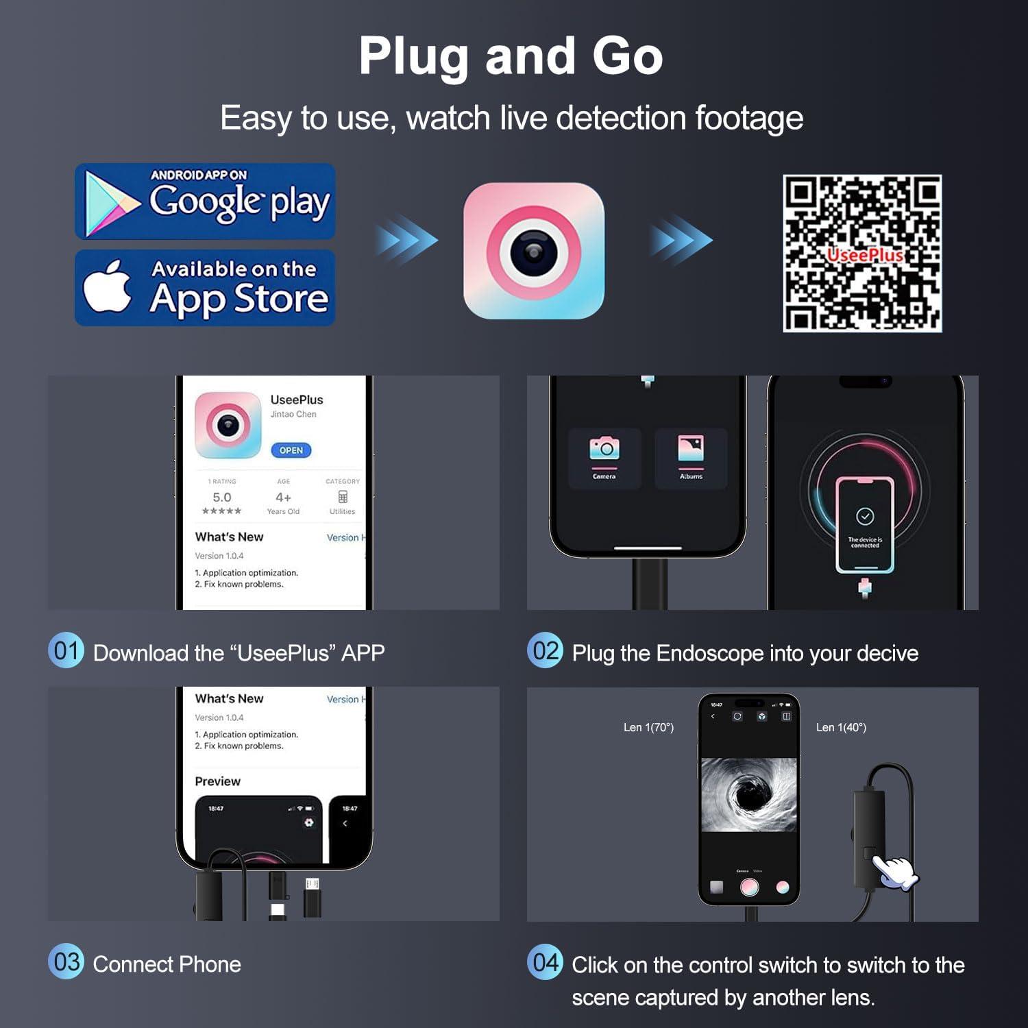 Cámara Endoscópica Pipirich HD 1920P 5m IP67 Luz LED Ajustable