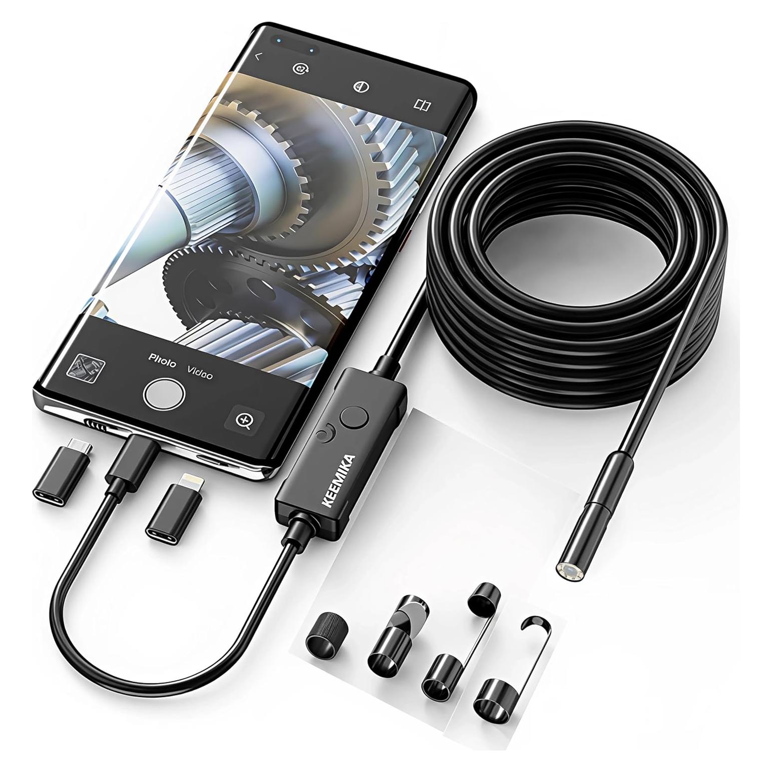 Cámara Endoscópica HD 1920P KEEMIKA 5m con Luz LED