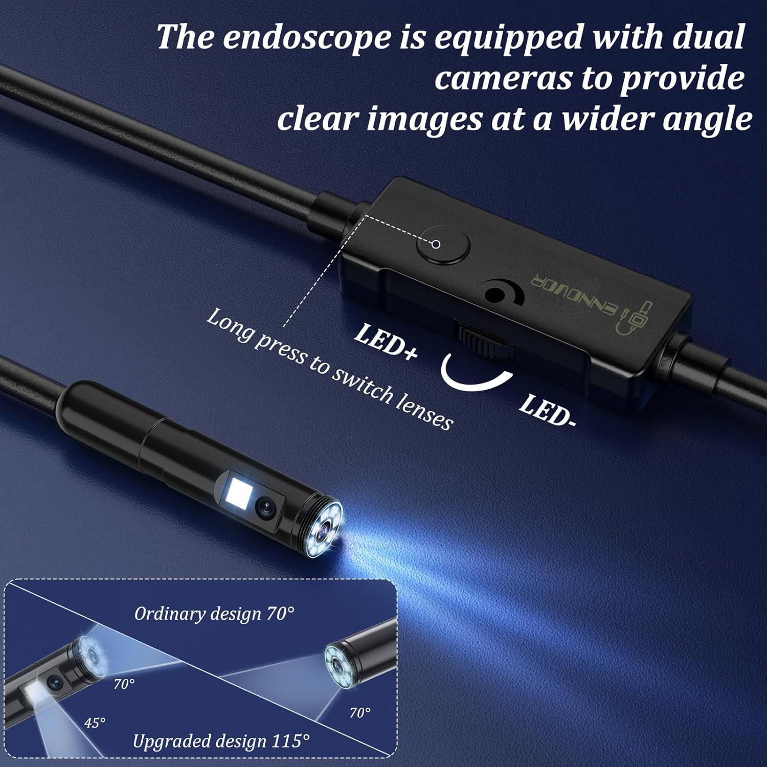 Cámara Endoscópica Ennovor Doble Lente 1920P 5m IP67