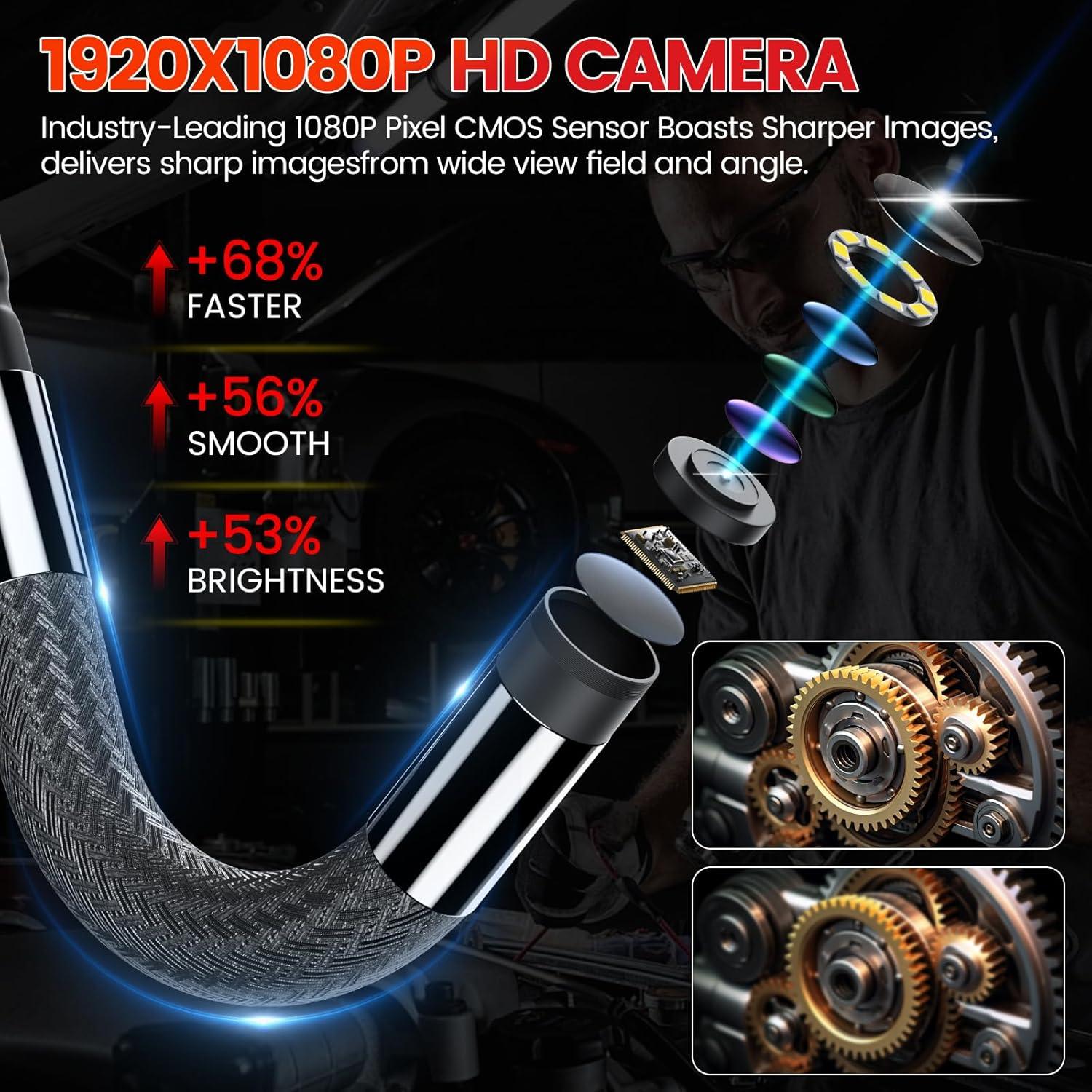 Borescopio Articulado GODIAG 5FT con Luz LED y Zoom 4x