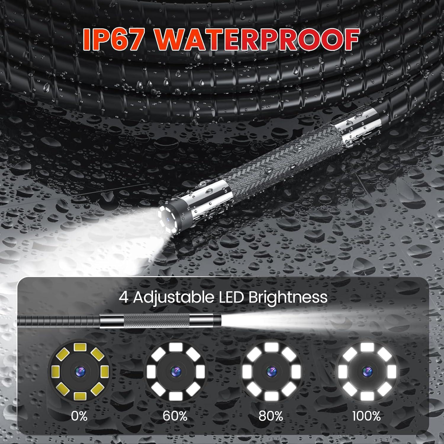 Borescopio Articulado GODIAG 5FT con Luz LED y Zoom 4x