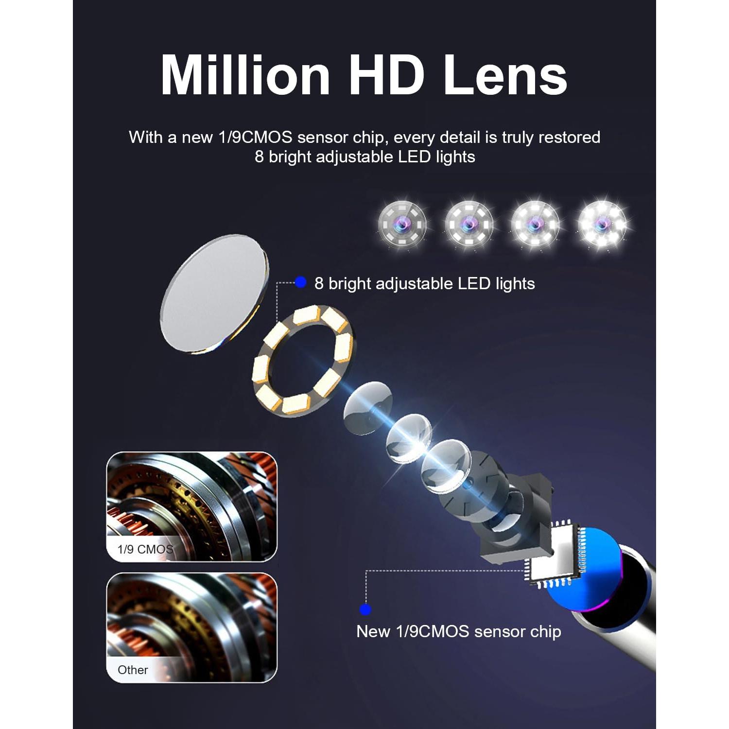 Cámara Endoscópica USB Hekenku 8.5mm HD con Luz LED