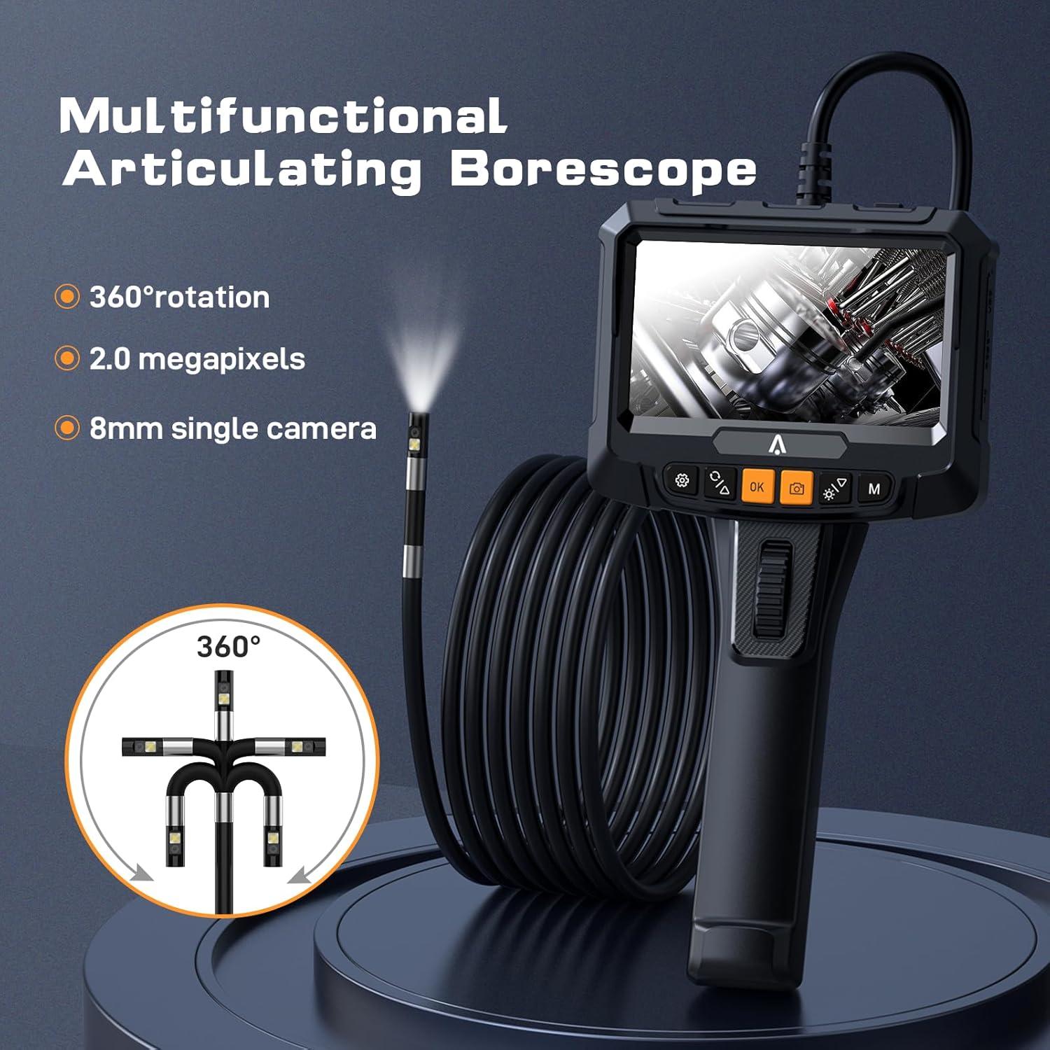 Borescopio Articulado Acekool 1280P 1.68m con Luz LED