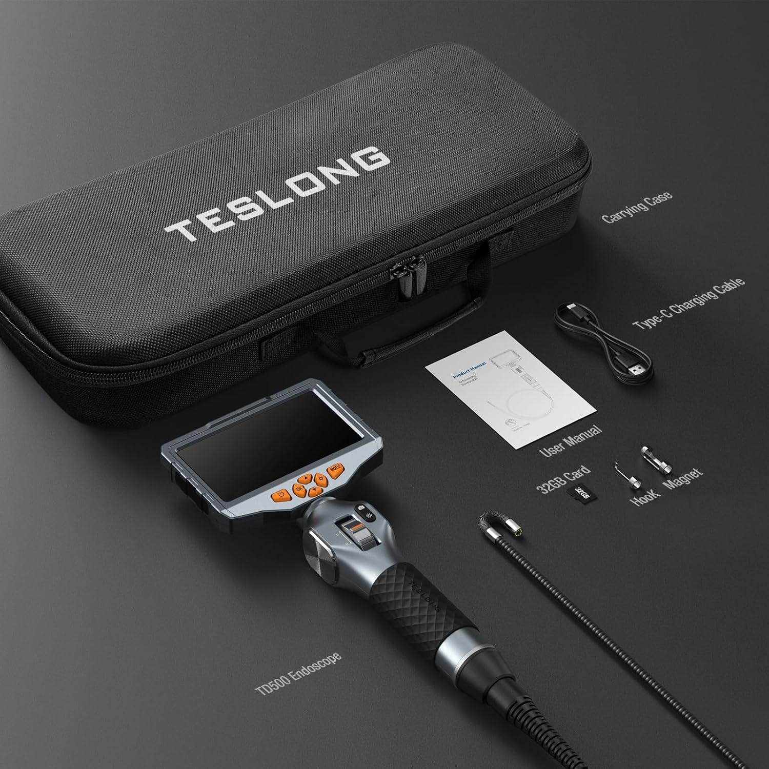 Borescopio Articulado Teslong TD500 con Pantalla de 5" y Sonda IP67