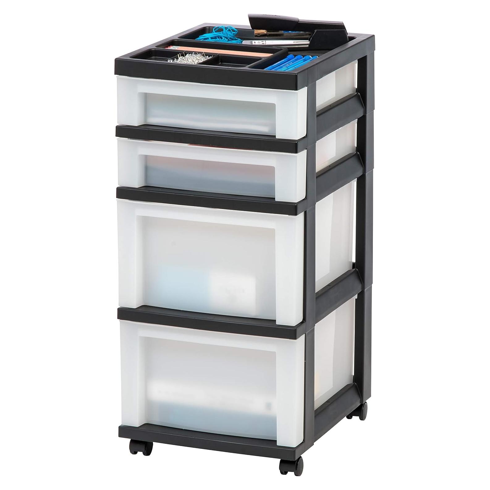 Carro Organizador IRIS USA 4 Cajones con Ruedas Negro/Pearl