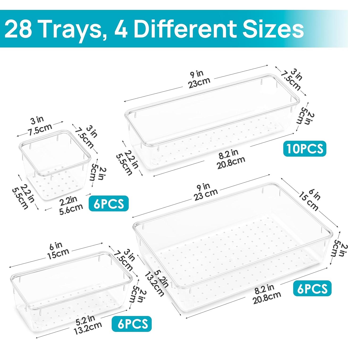 Juego de Organizadores de Cajones Vtopmart 28 PCS Multi-tamaños