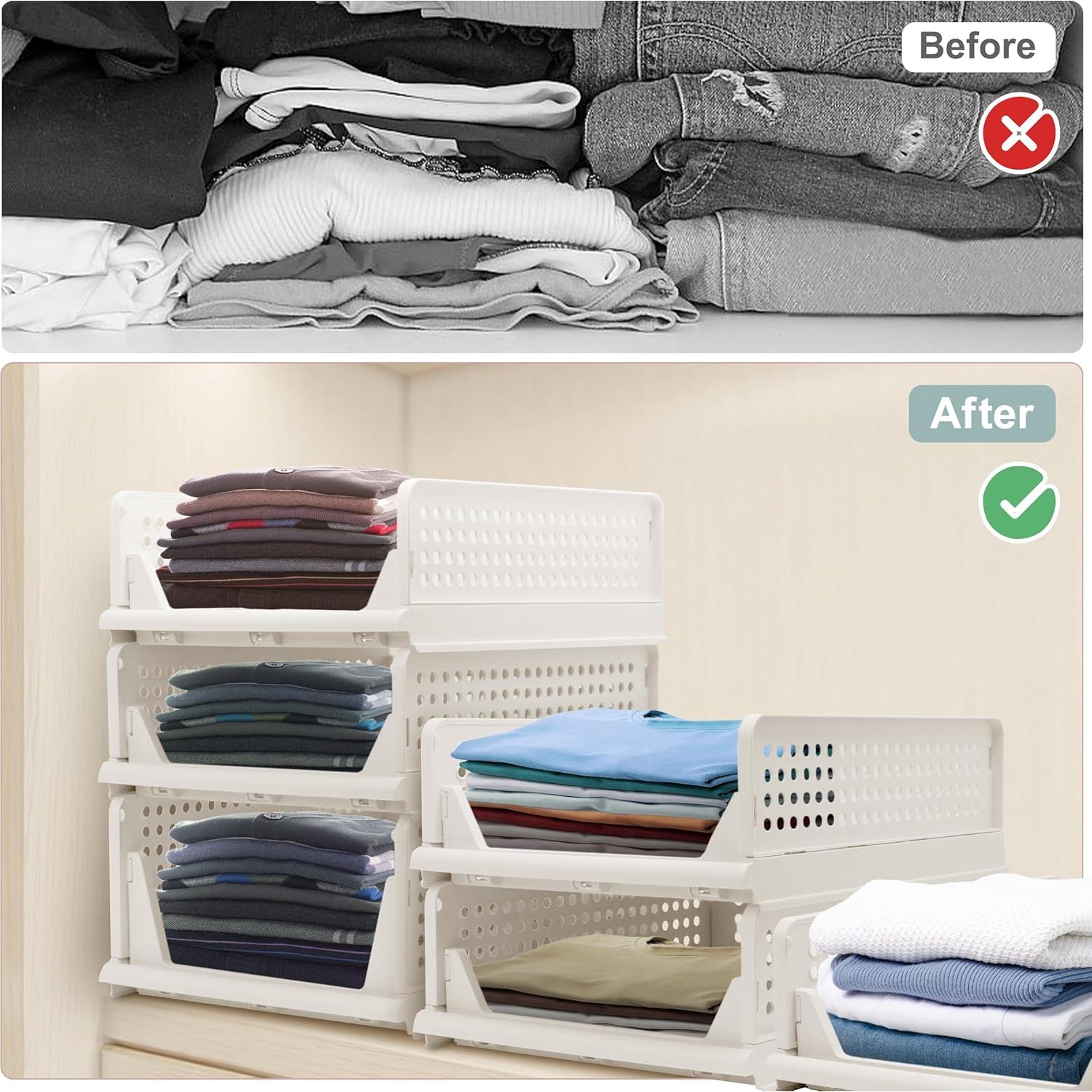 Cestas de Almacenamiento Apilables Goderewild 4 Piezas Blancas