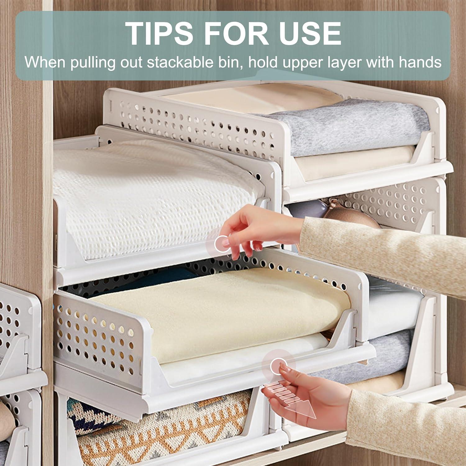 Cestas de Almacenamiento Apilables Goderewild 4 Piezas Blancas