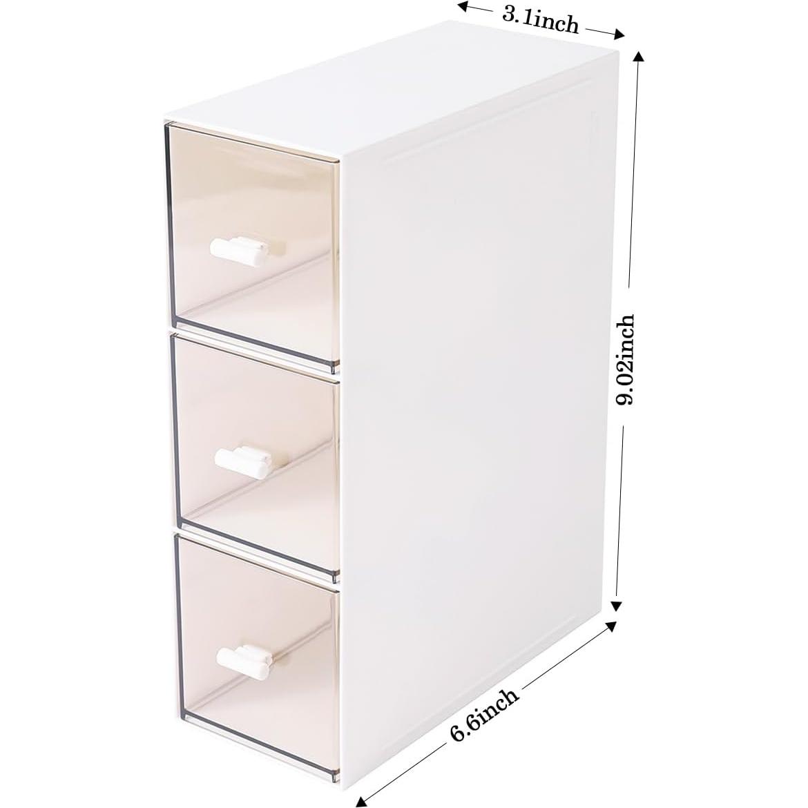 Organizador de Plástico MILULUGO 3 Cajones Cosméticos Blanco