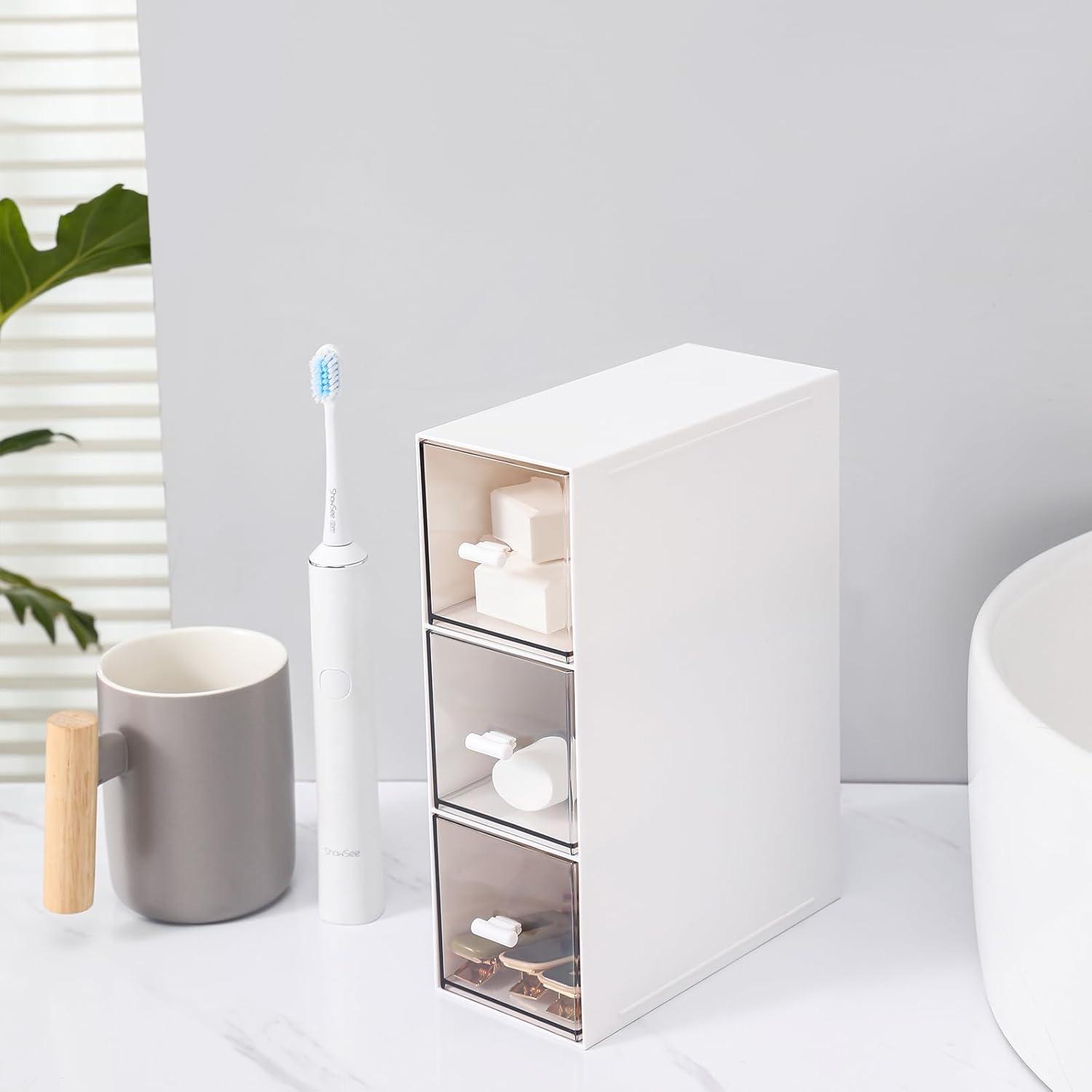 Organizador de Plástico MILULUGO 3 Cajones Cosméticos Blanco