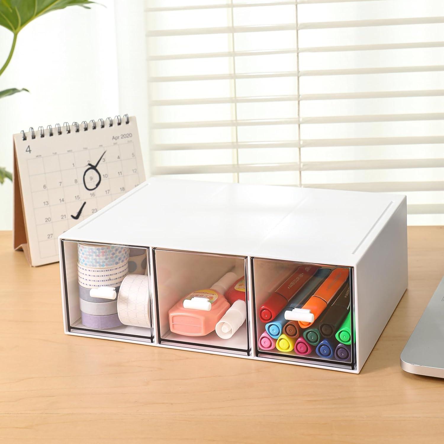 Organizador de Plástico MILULUGO 3 Cajones Cosméticos Blanco