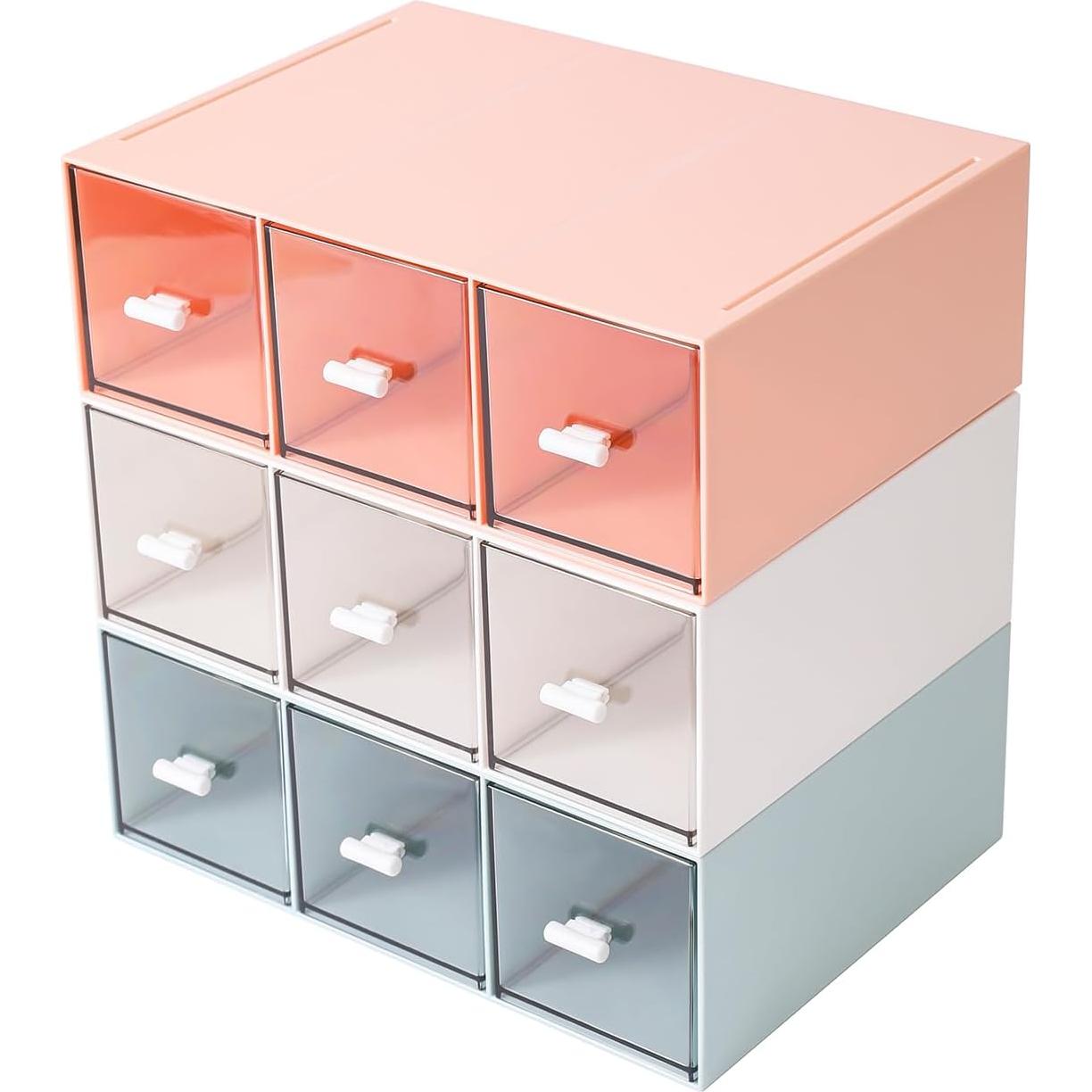 Organizador de Plástico MILULUGO 3 Cajones Cosméticos Blanco
