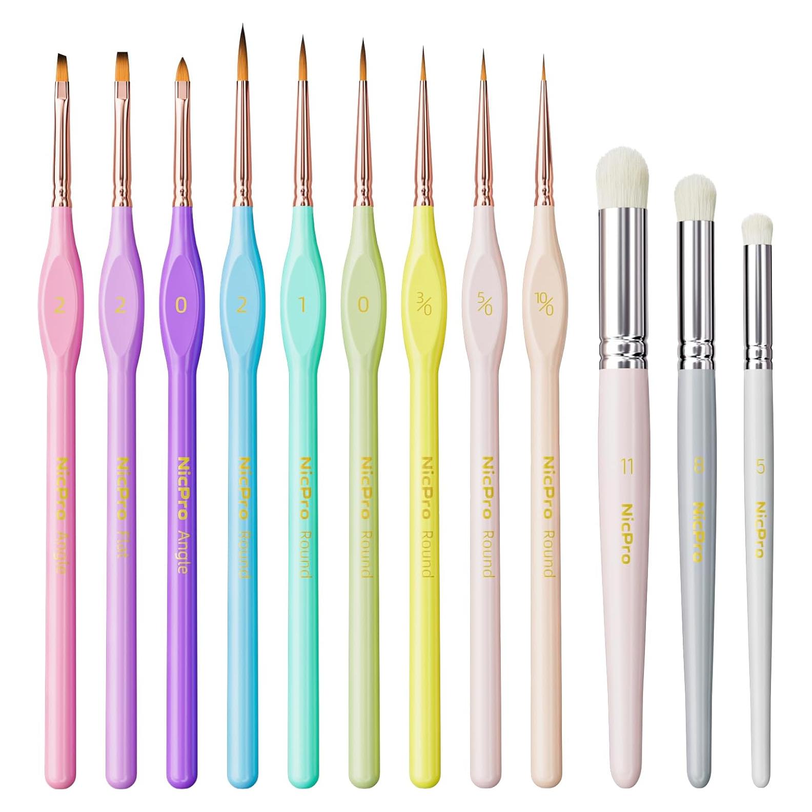 Conjunto de Pinceles Nicpro 12PCS para Acrílico y Acuarela