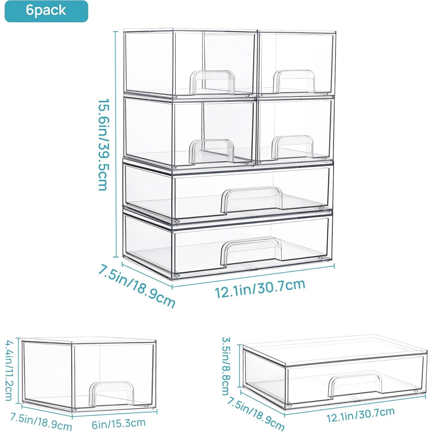 Conjunto de 6 cajones apilables Vtopmart, organizadores plásticos