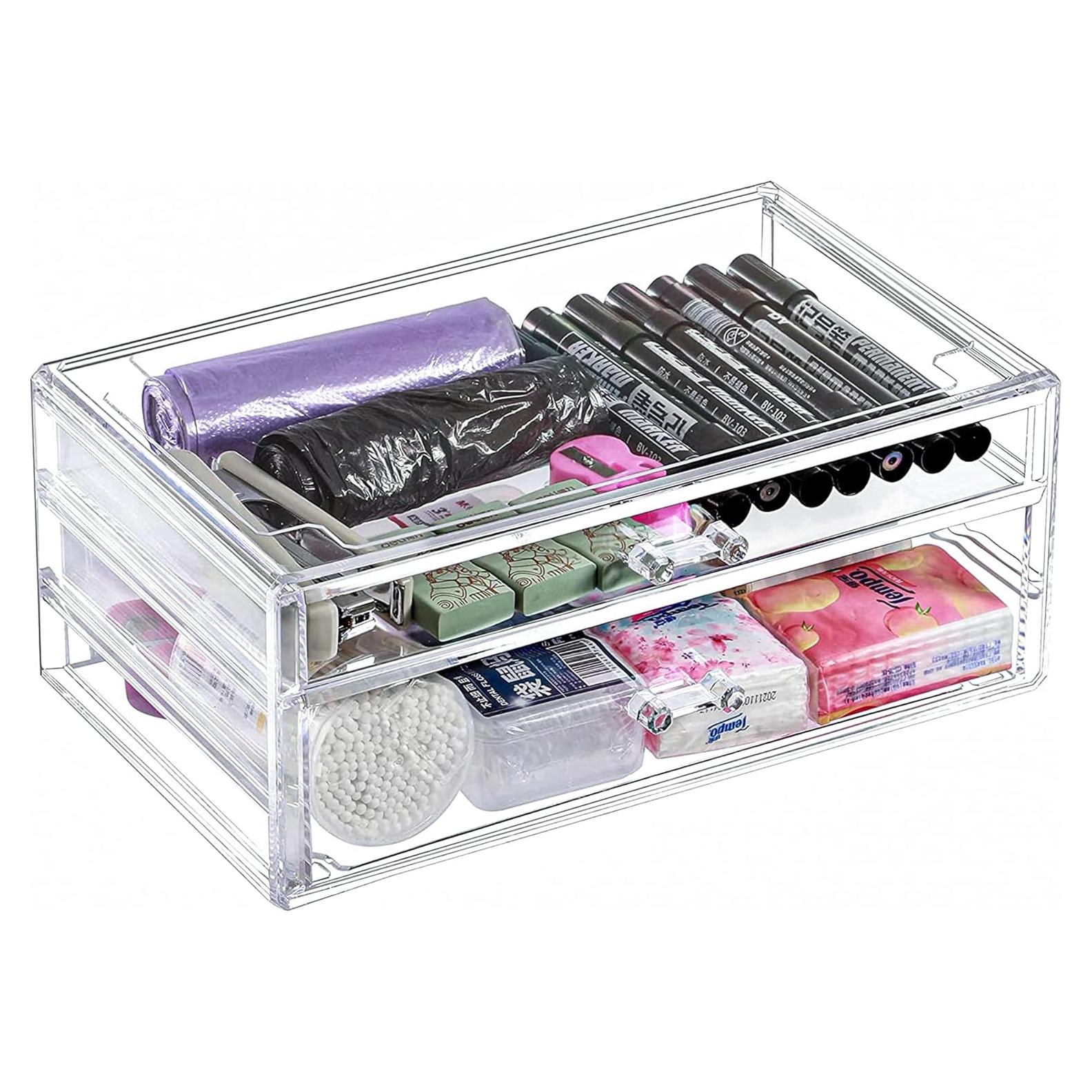 Organizador de Maquillaje FixtureDisplays 2 Cajones Transparente