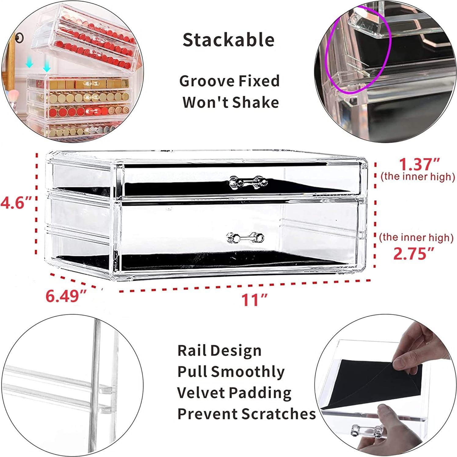 Organizador de Maquillaje FixtureDisplays 2 Cajones Transparente